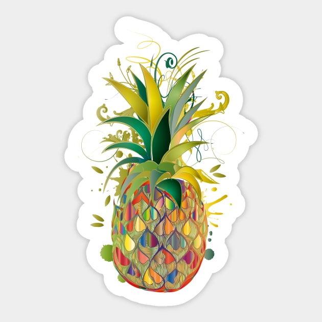 Drawing of a colorful pineapple in graffiti style Sticker by Kisho